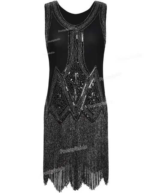Prettyguide Women S 1920s Vintage Beaded Fringed Inspired Black Prettyguide Women S 1920s Vintage Beaded Fringed Inspired Black Fler Dress Great Gatsby Party