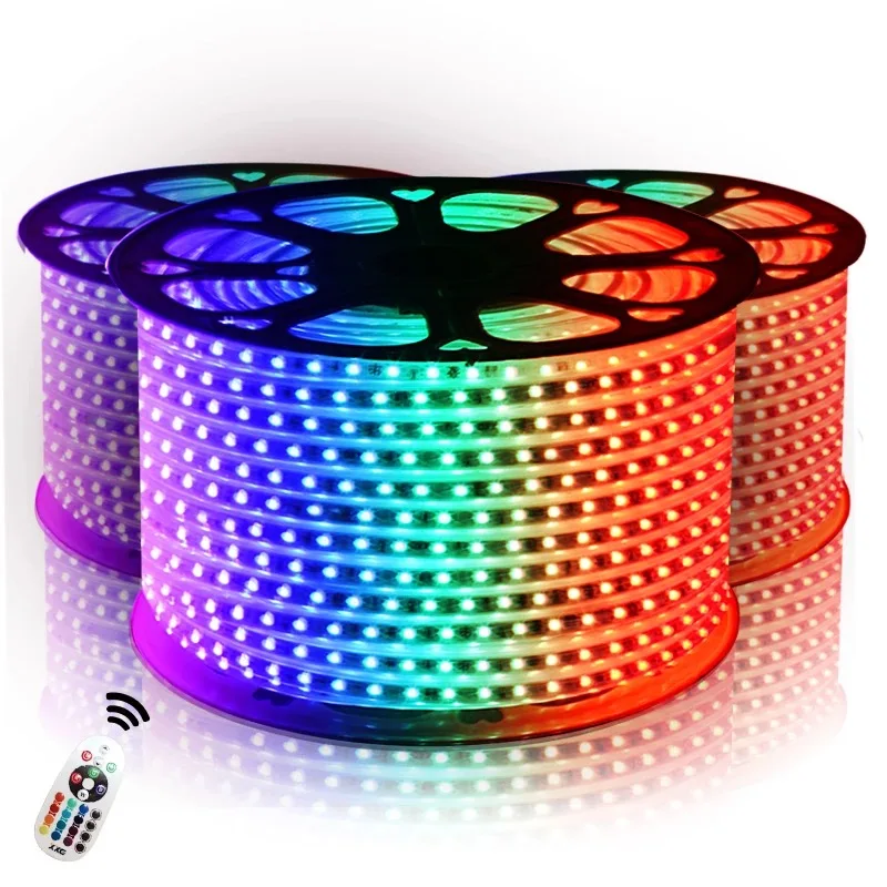 

SMD 5050 AC220V LED Strip Flexible Light 60leds/m Waterproof Led Tape LED Light With Power Plug 50M 100M