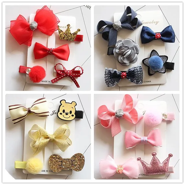 1 set cute bowknot baby girls kids hair clips pin bows barrette hairpin