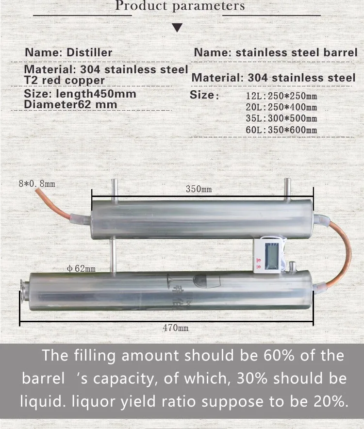 20л Самогонный спирт дистиллятор для домашнего приготовления напитков водка destilador из 304 нержавеющей стали и красной меди спиртовой машины