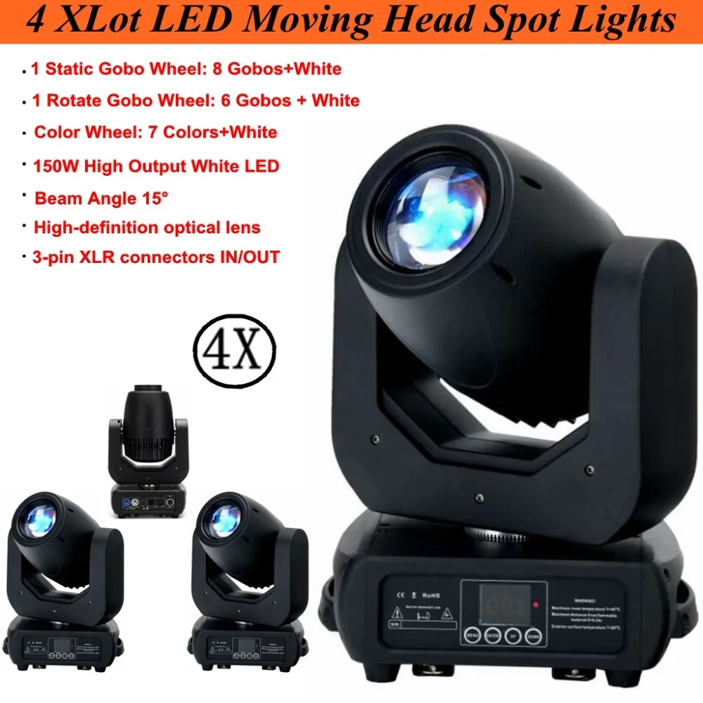 

4XLot dj equipment 150W LED Spot Moving Head Light DMX512 Control Club DJ Stage Lighting Party Disco Moving heads Light