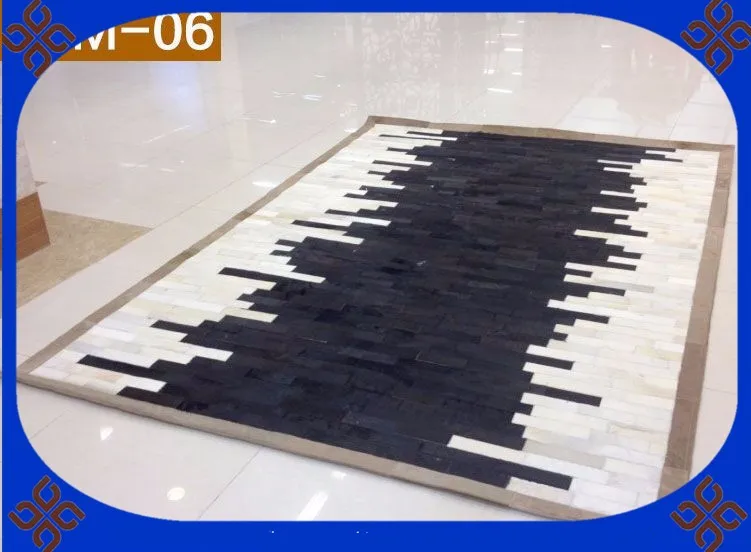 

Fashionable art carpet 100% natural genuine cowhide leather handmade rugs