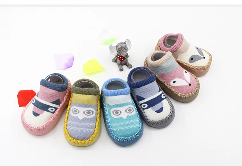 1 Pair Cartoon Shoe Socks For Baby Combed Cotton Anti Slip Floor Socks Leather Sole Towel Socks For Kids Infant Home Slippers (13)