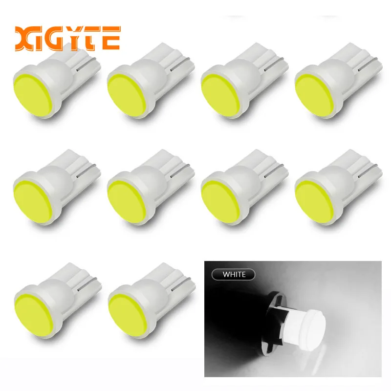 10pcs T10 194 168 W5W COB LED Car License Plate Dome Map Light Bulb White Set