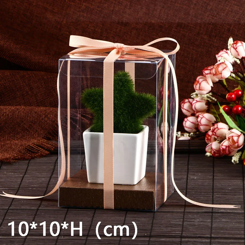 

Wholesale 10*10*H cm Rectangular Festival Candy&Cake Gift box 10PCSPVC box Small Toys display box and Christmas gift box
