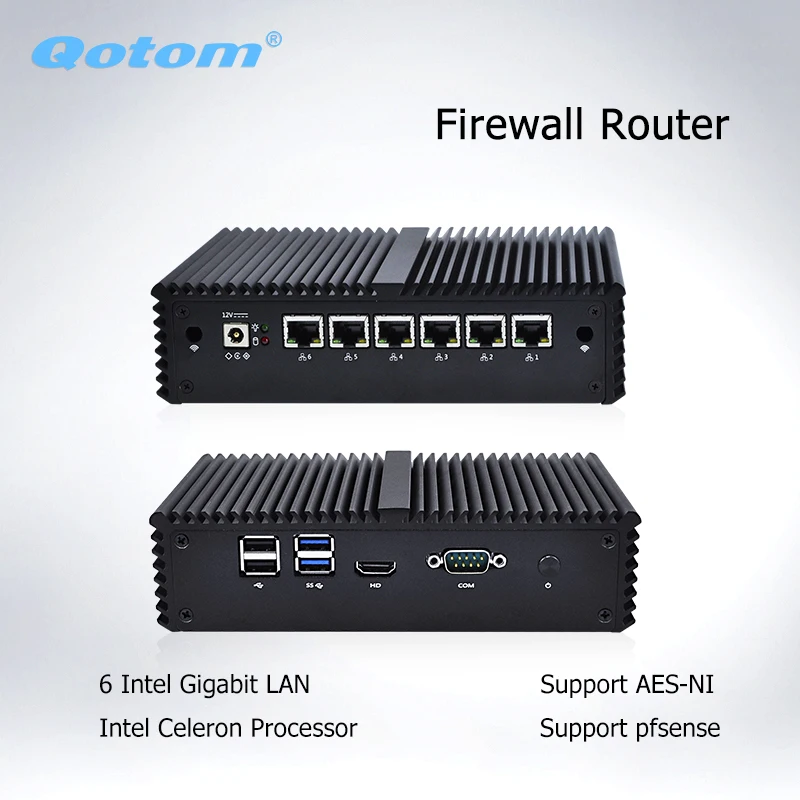 Мини ПК Qotom 6 Intel LAN Core i5 i7 AES NI маршрутизатор мини компьютер linux Ubuntu микро 7200U Q555G6