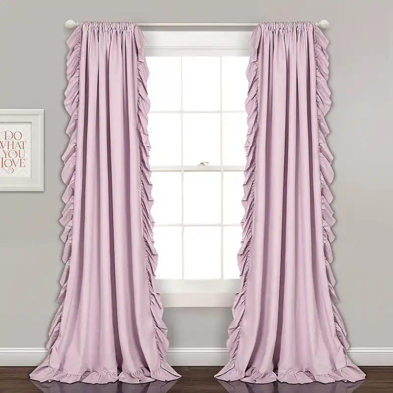 Lotus Leaf Cortinas Korean Ruffles Rod Pocket Solid Color Window