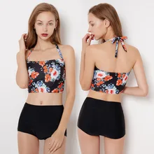 Женский купальник женский бикини сексуальный бикини для женский раздельный женский с высокой талией полиэстер принт Бразильский бикини