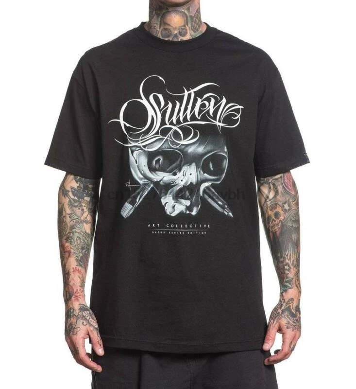 

Sullen Pin Up Punk Street Bike Gothic Americana Tattoo Art Mens Tee POCH BADGE