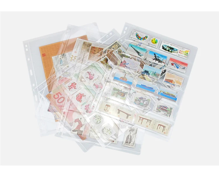 

10PCS/Lot PCCB 9 Holes stamps lines grid transparent PVC page of stamp album loose-leaf inners of stamps holders