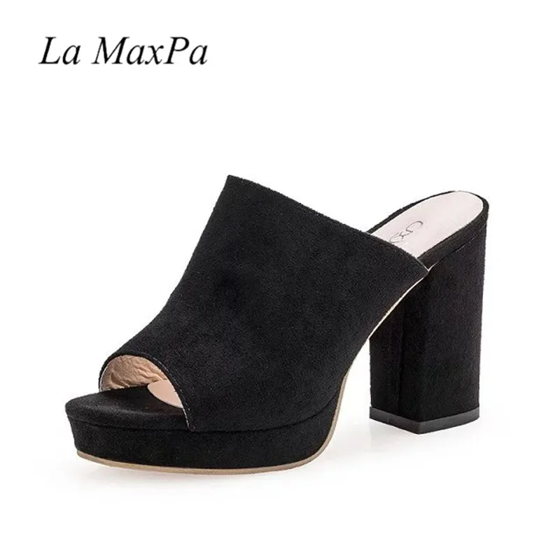 open toe chunky heeled mules