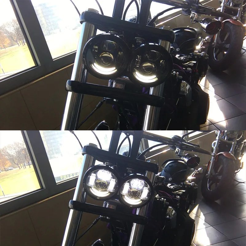  FADUIES 1 Pair 4.5 inch Motorcycle Led Headlight High Low Beam With DRL Angle Eyes For Harley-Motor - 32728836510