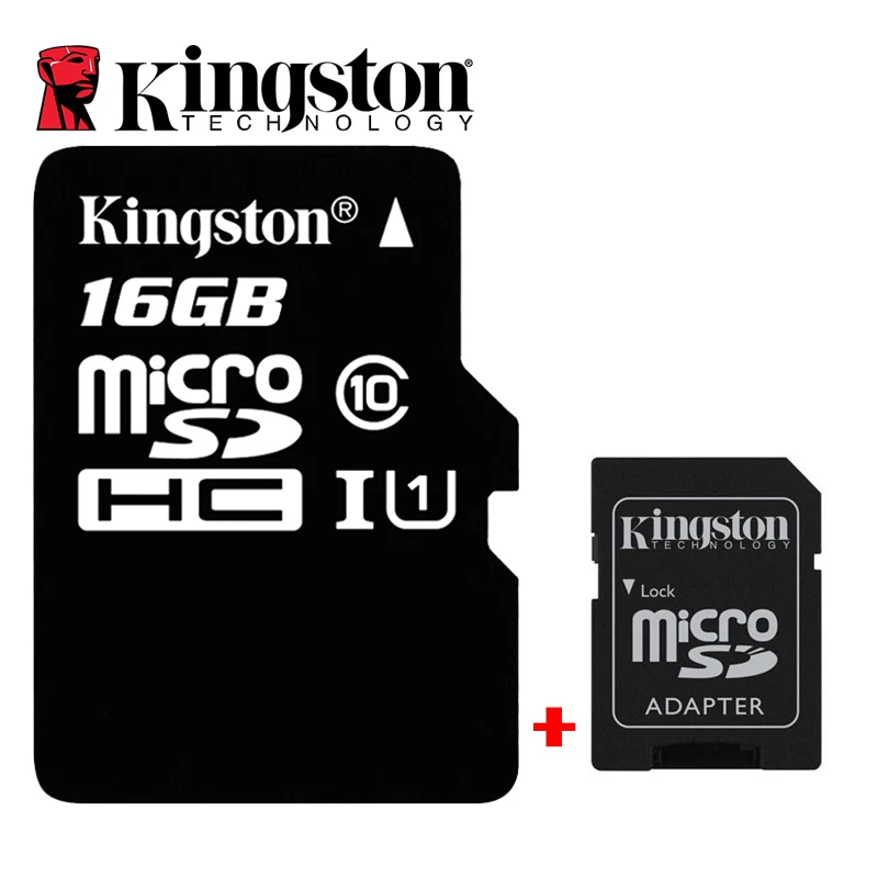 Kingston микро Флэшка C10 карта памяти 128 Гб 64 ГБ 32 ГБ 16 ГБ 256 U1 до 80 МБ/с./с карта класса 10 SDHC SDXC мини SD карта UHI-S флэш-карта - Емкость: 16GB with adapter