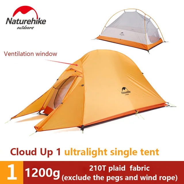 Naturehike Модернизированный облачный 1 2 3 Сверхлегкий тент отдельно стоящий 20D ткань 1-3 человека палатки для кемпинга с бесплатным ковриком - Цвет: 1 person yellow