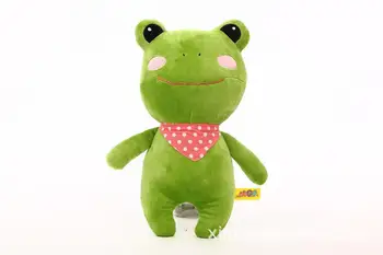 

small size cute cartoon frog toy lovely plush green frog doll with scarf gift about 35cm