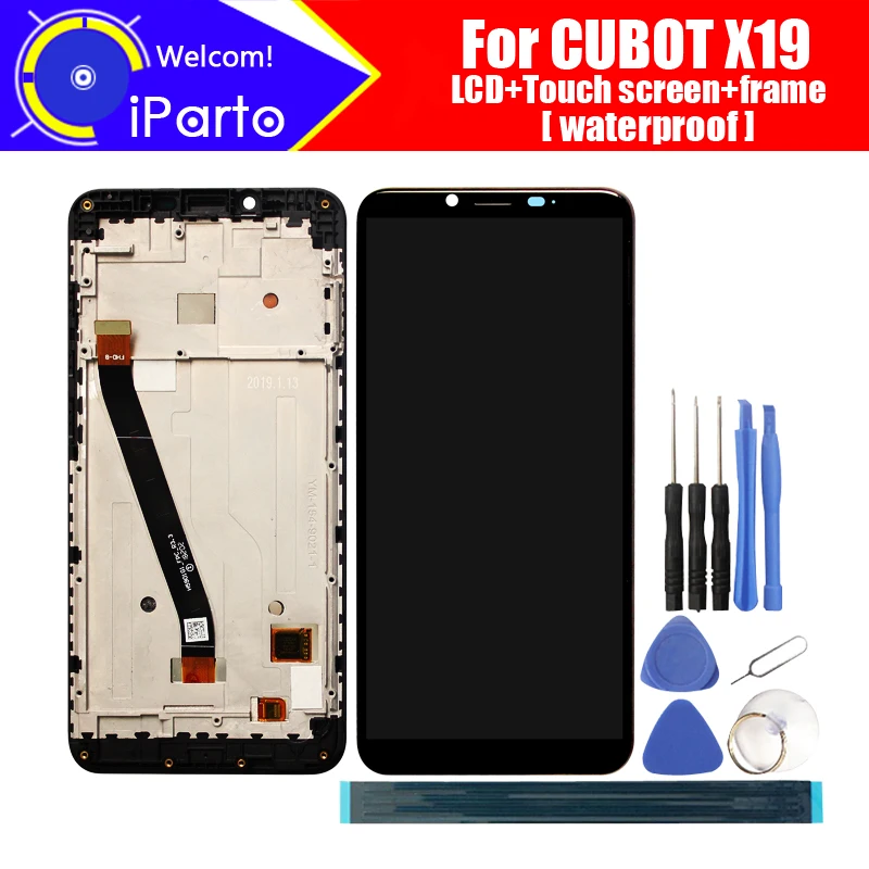 Цена 5,93 дюймов CUBOT X19 ЖК дисплей + сенсорный экран дигитайзер + рамка в сборе 100% Оригинальный ЖК + сенсорный дигитайзер для CUBOT X19