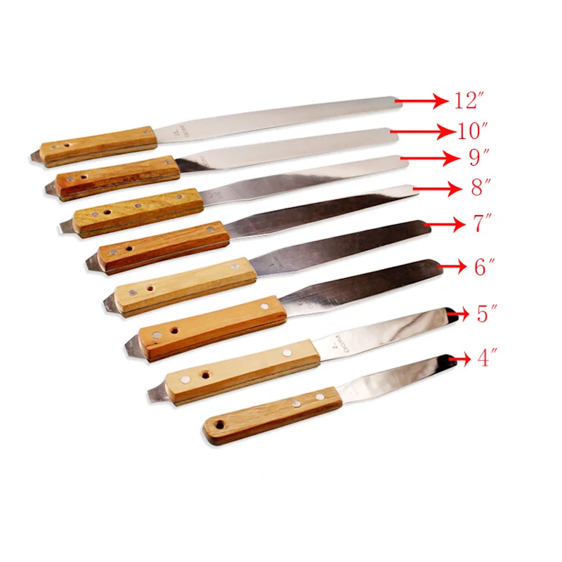 Free Shipping Wooden Handle Stainless Steel Ink Spatulas Screen
