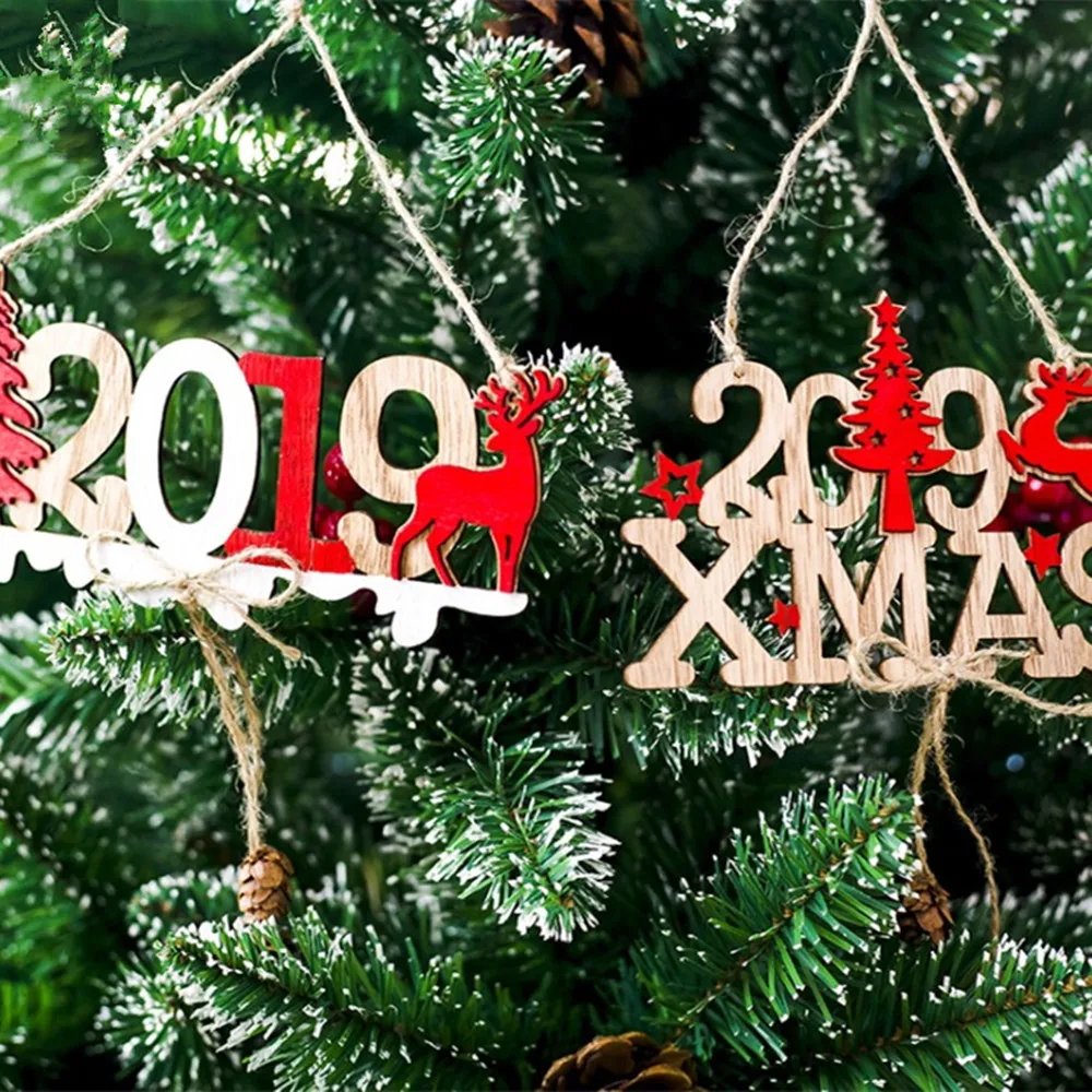 Рождество год Алфавит Дом Рождество деревянные полые украшения двери подвесные рождественские украшения Рождественская елка украшения