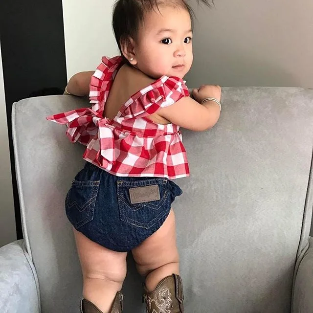 

Newborn Kids Baby Girls Clothes Set Summer Baby Girl Costume Clothing T-shirt Tops Denim Shorts Headband Toddler 3PCS Outfits