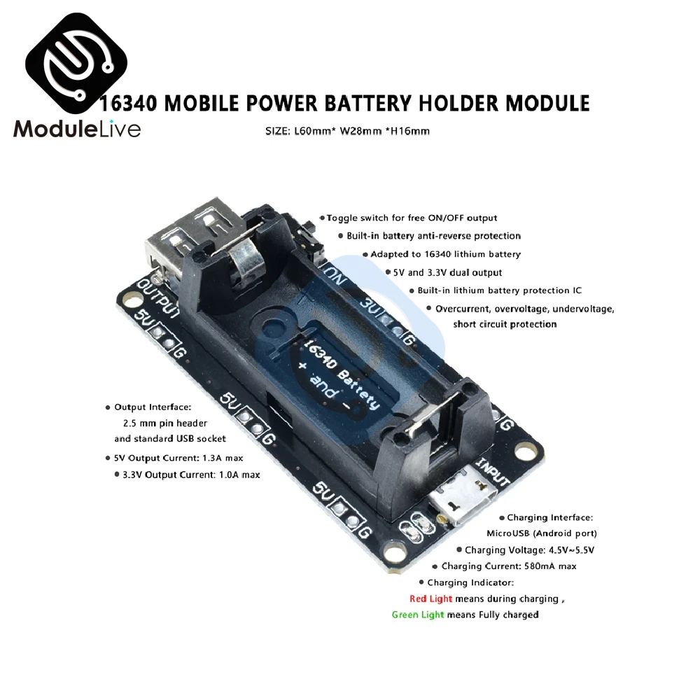 16340 Двойной внешний аккумулятор модуль зарядки батареи ESP8266 ESP32 перезаряжаемый Держатель литиевая батарея зарядное устройство плата для Arduino UNO R3