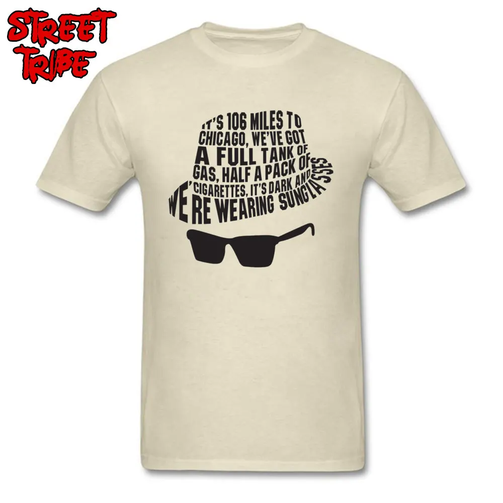 Summer Tops Shirts Latest Crew Neck 3D Printed Short Sleeve 100% Cotton Men Tshirts Geek Tee-Shirt Free Shipping 106 Miles to Chicago  The Blues Brothers -798 beige