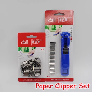 

[Deli] High Quality School Stationery Office Binding Supplies Paper Clipper With Metal Clip Refills No.8591Set