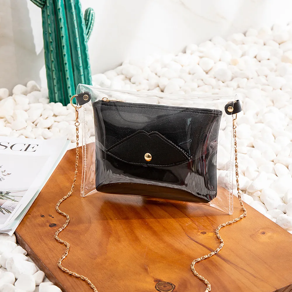 

Shoulder Bag Transparent PVC Lip Pattern Shoulder Bag Messenger Bags Crossbody Phone Coin Bags