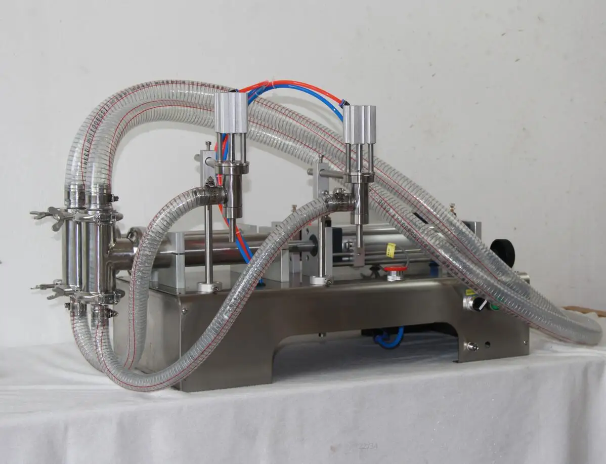 Автомат для розлива жидкостей пневматический 316 Нержавеющая сталь Двойные головки шампуни, воды масло полуавтоматическая фасовочно-упаковочная установка наполнитель Еда безопасный