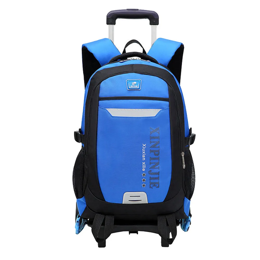 Детские школьные сумки для мальчиков, школьный рюкзак на колесиках, сумки для книг на колесиках, дорожный рюкзак, рюкзак на колесиках - Цвет: blue 6 wheels