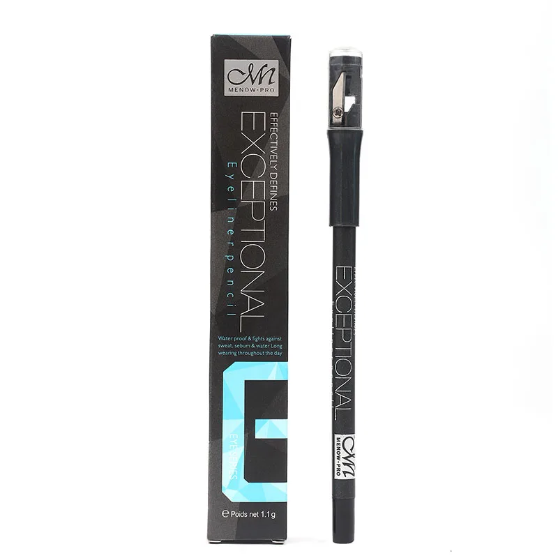 MENOW черный карандаш для глаз с точилкой Водостойкая Подводка для глаз карандаш для глаз профессиональный макияж косметика Прямая поставка P14004 - Цвет: Black Eyeliner Pen