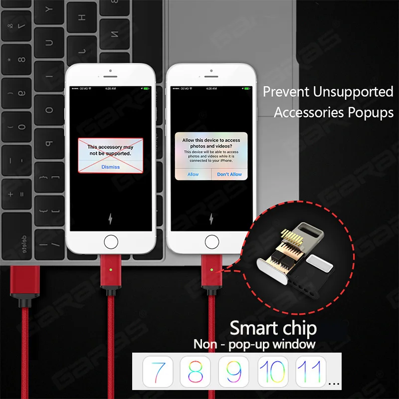 Магнитный кабель GARAS для iphone/Micro USB/type-C, зарядное устройство, адаптер для iphone, магнит, быстрая зарядка, кабели для мобильных телефонов, 2 м