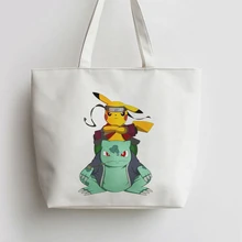 Покемон го сюжеты из японского аниме Tote сумки Сумка для покупок с персонажем из мультфильма шоппер продуктовый мешок GA404