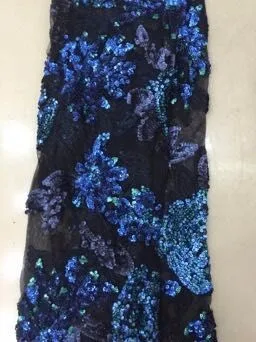 

2017 Latest Multicolor flowers African French Lace Fabric High Quality African Tulle Lace Fabric For Wedding Sequins MY02996