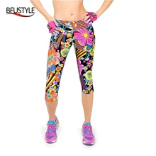 Женские Брюки Легинсы с цветочным принтом летние сексуальные брюки карандаш спортивная женская одежда для бега