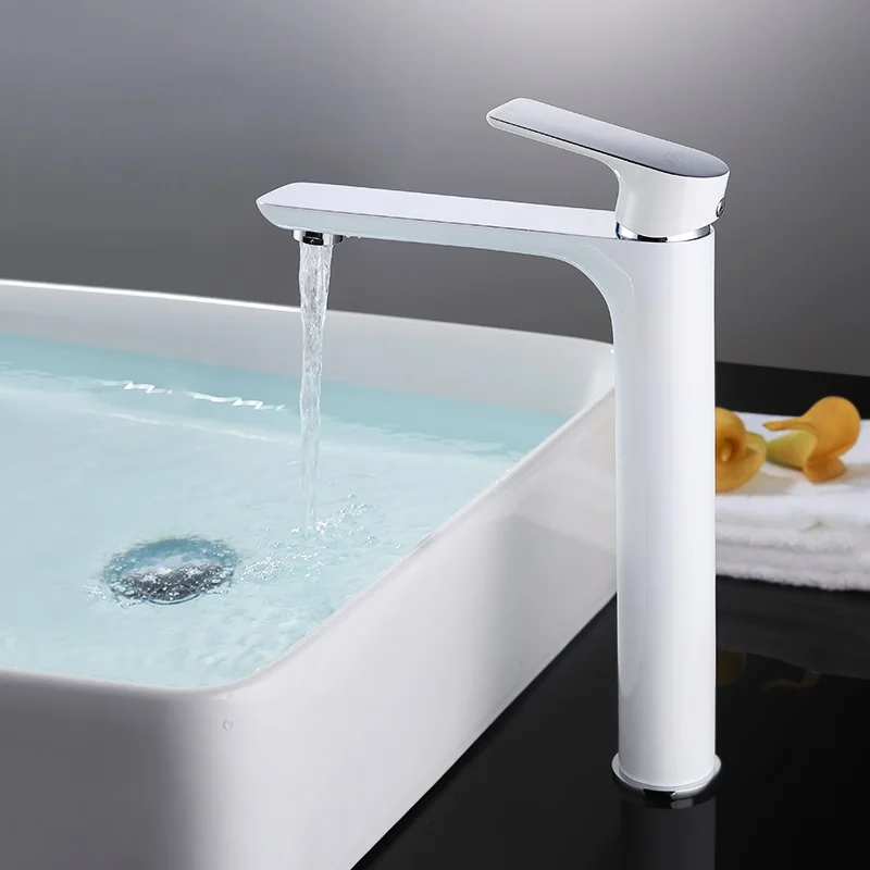 

Fashionable style white faucet, personalized cold and hot lavabo full copper faucet, hot cold table basin