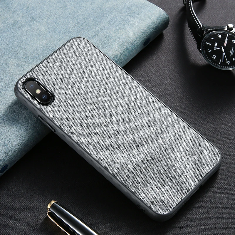 FLOVEME Classic Cloth Case For iPhone XS Max XR Luxury Soft Silicone Phone Cases For iPhone X 7 8 Plus 6 6s Fabric Cover Coque