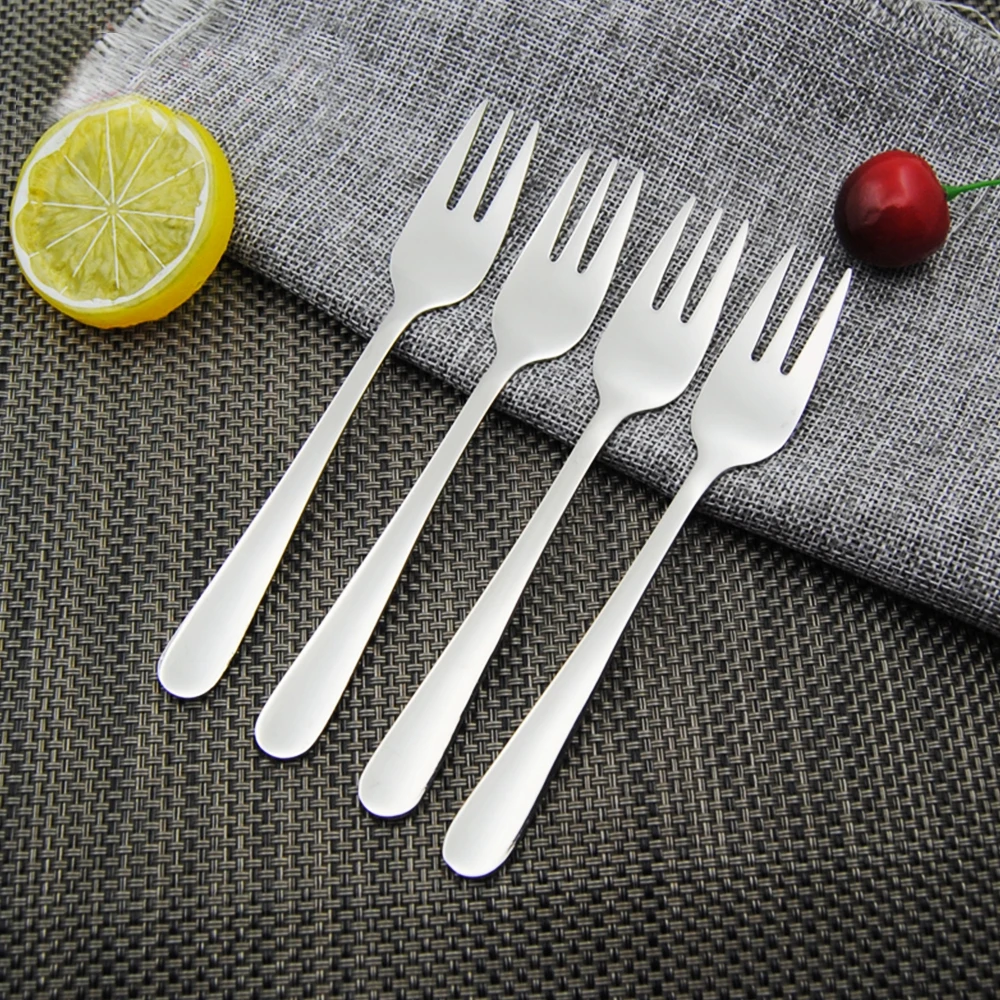 4 Pcs Stainless Steel Cocktail Dessert Fork Tasting Appetizer Cake