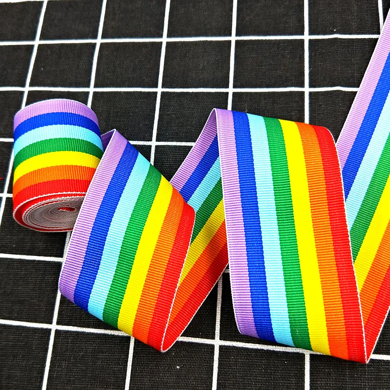 

High quality double sided Color stripe printed Gift wrapping tape grosgrain ribbons Sewing ribbon DIY Party supplies decoration