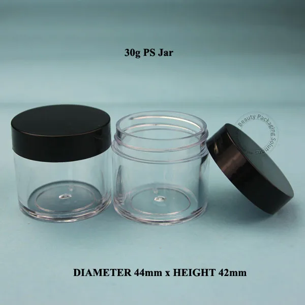 

50pcs/Lot Promotion 30g Plastic Cream Jar Facial Cream Bottle Women Cosmetic 1/3 OZ Container Black Cap 30ml Packaging