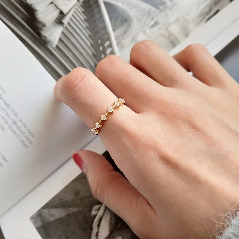 

WTLTC 925 Sterling Sliver Cubic Zircon Rings for Women Statement Stackable Rings Minimalist Layered Ring Bride Weddings Jewelry