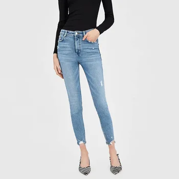 

Women 2019 Mom Pancil Jeans Fashion High Quality Washing Scratched Boyfriends Jeans Elegant Vintage High Waist Ripped Jeans