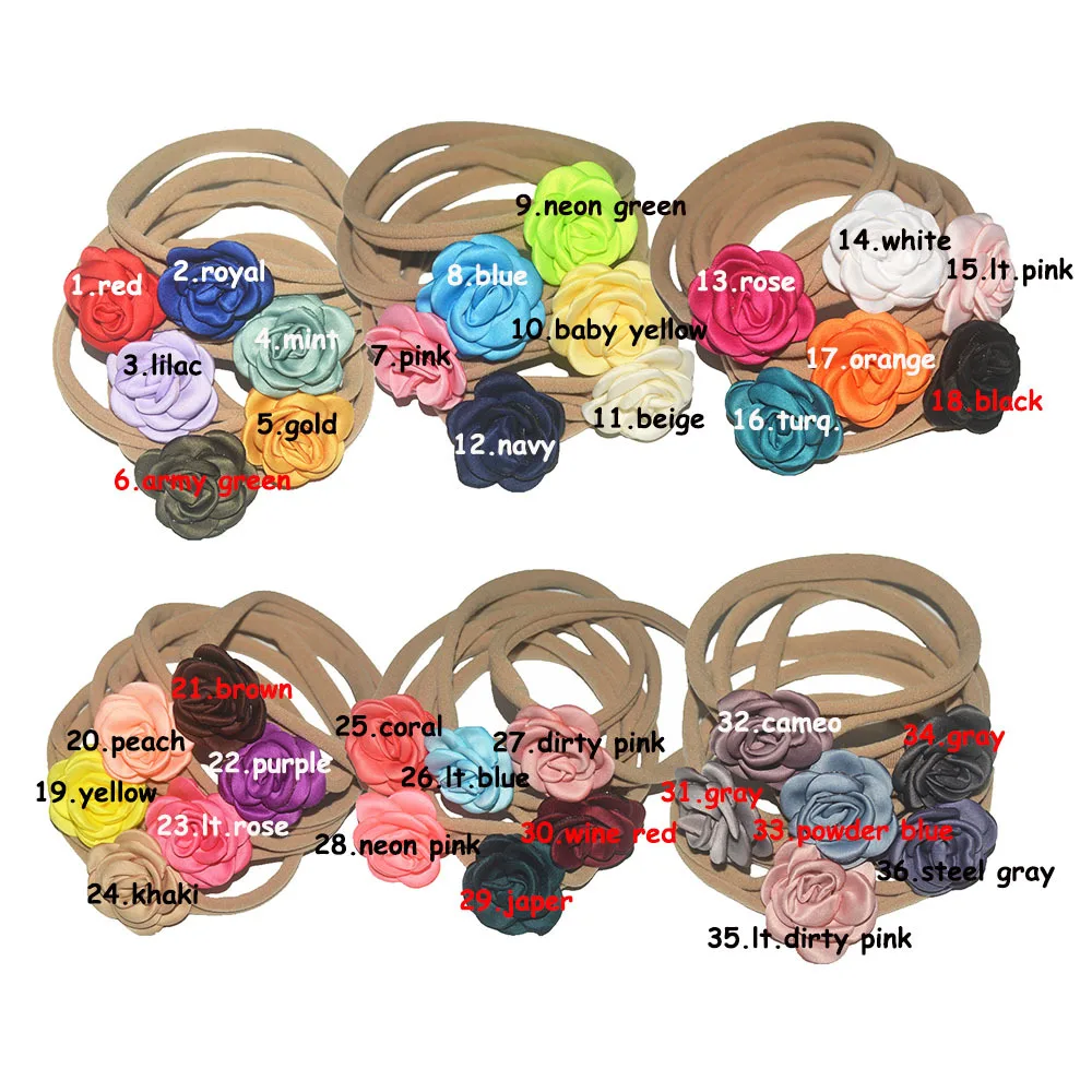 Meninas Flor Queimada Headband Newborn Nylon Headband Flor Com Nylon Elastic Headband 60 pçs/lote Meninas Acessórios Para o Cabelo