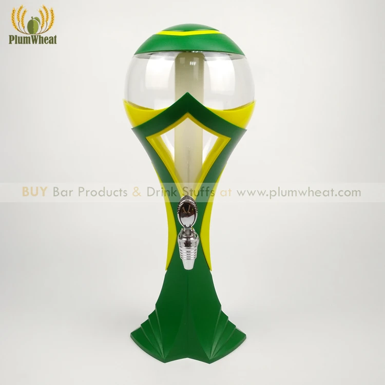 

Green 3 Liters Brazil Football National Team LED Beer Tower Dispenser BT30