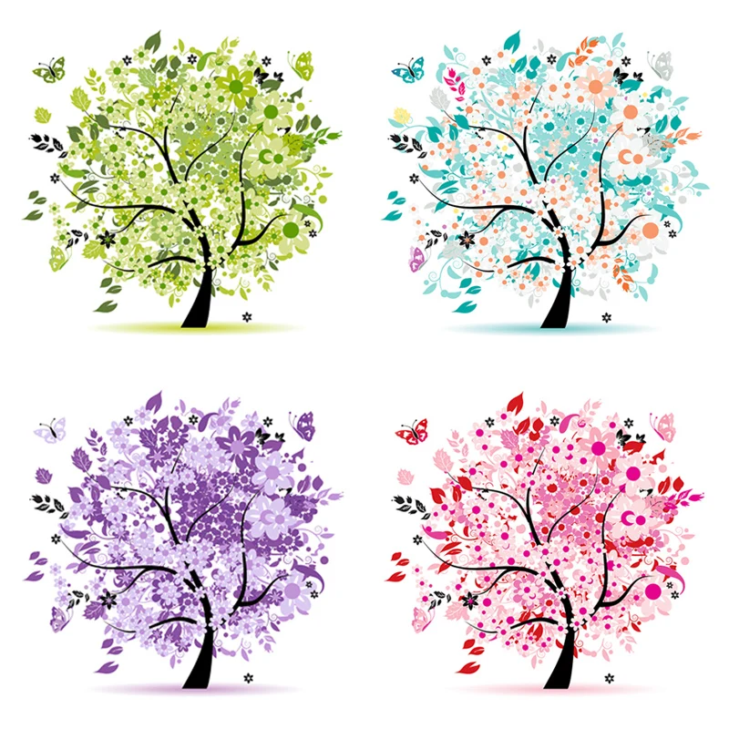 

5D Four Seasons Tree Diamond Painting Cross-Stitch 35 * 35cm Home Decor Best GIft for Friends & Family Living Room Decor