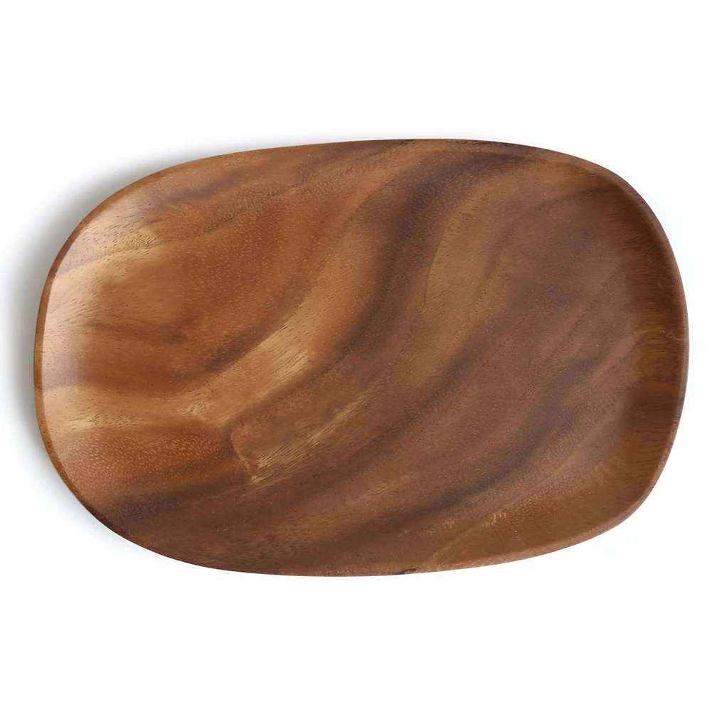 

Saucer Tray Solid Wood Oval Home Pan Tableware Irregular Dessert Dinner Multi Purpose Fruit Plate Durable