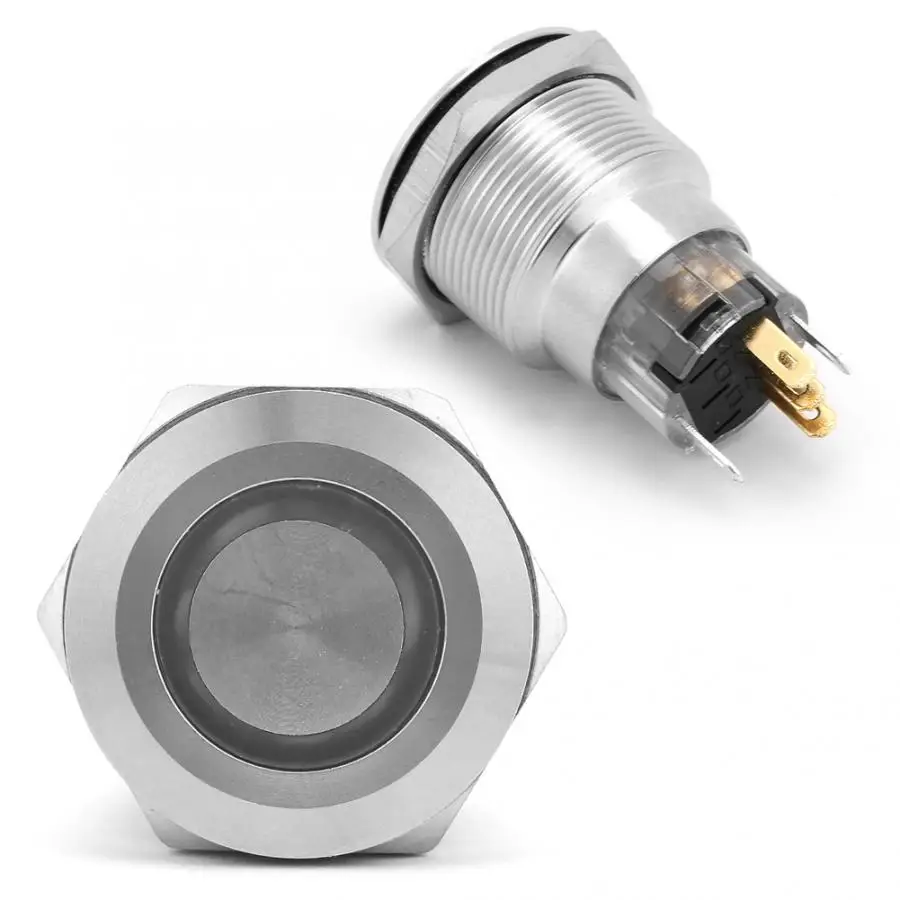 

Touch Switch Micro Switch 20Pcs 22mm Automatic Reset Flat Ring Light NC + NC + C Stainless Steel Button Switch Switches new 2019