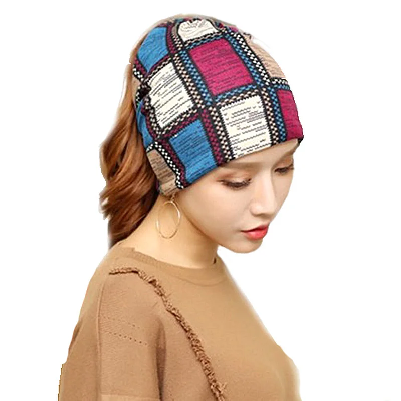

2019 New Women Hat Fashion Polyester Girls Skullies Beanies Female Scarf Spring Winter Cap Two Used Adult Hats