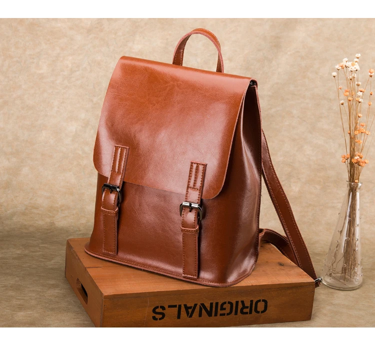  Fashion Designer Genuine Leather Women Backpack Drawstring School Bags For Teenagers Girls Female Travel BackPack (4)