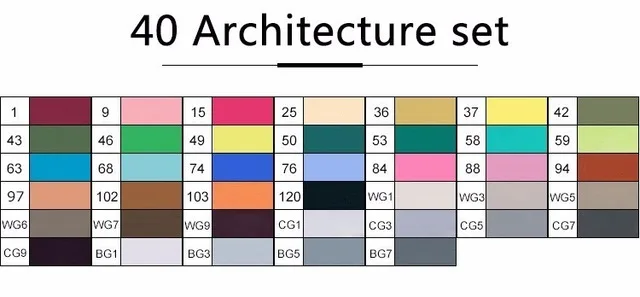 Touchfive 30/40/60/80/168 Цвета Эскиз маркер для белой доски набор Твин Маркеры кисть для рисования манга Архитектура дизайн товары для рукоделия - Цвет: 40 architecture set