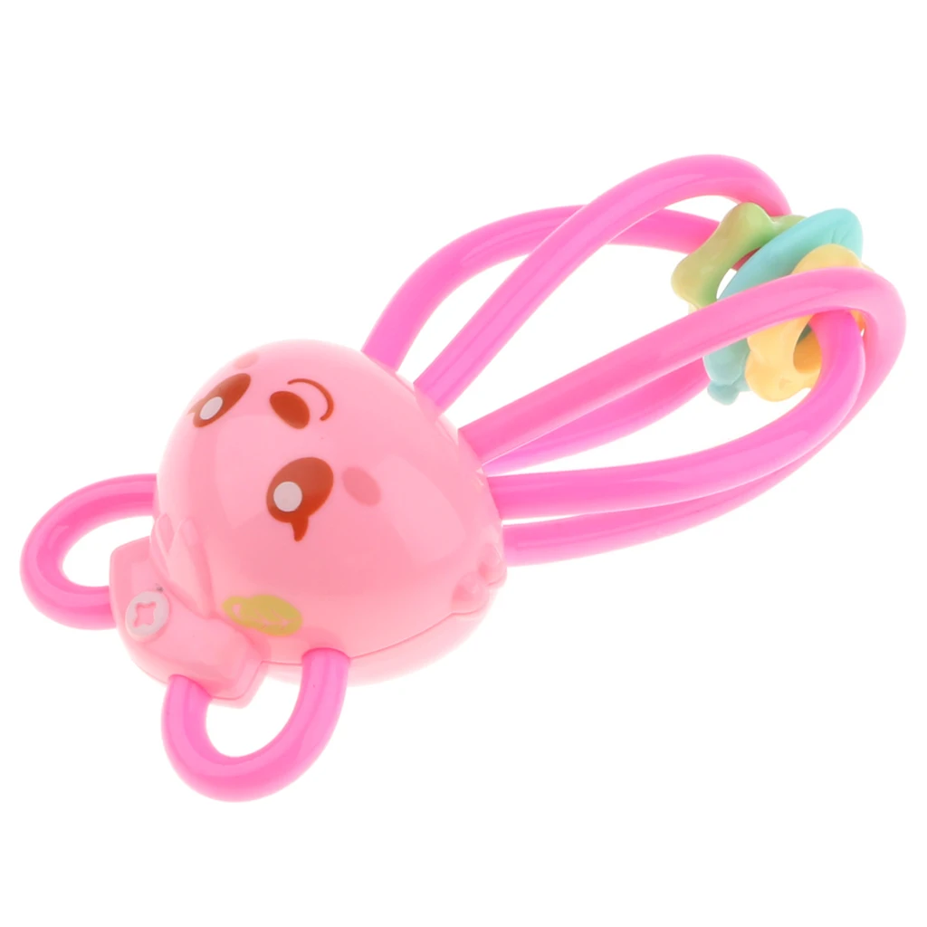Baby Teether Ring & Rattle Teething Toys - TPU Food Grade Material - Easy To Hold Soft Bendable - Rabbit